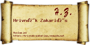 Hrivnák Zakariás névjegykártya